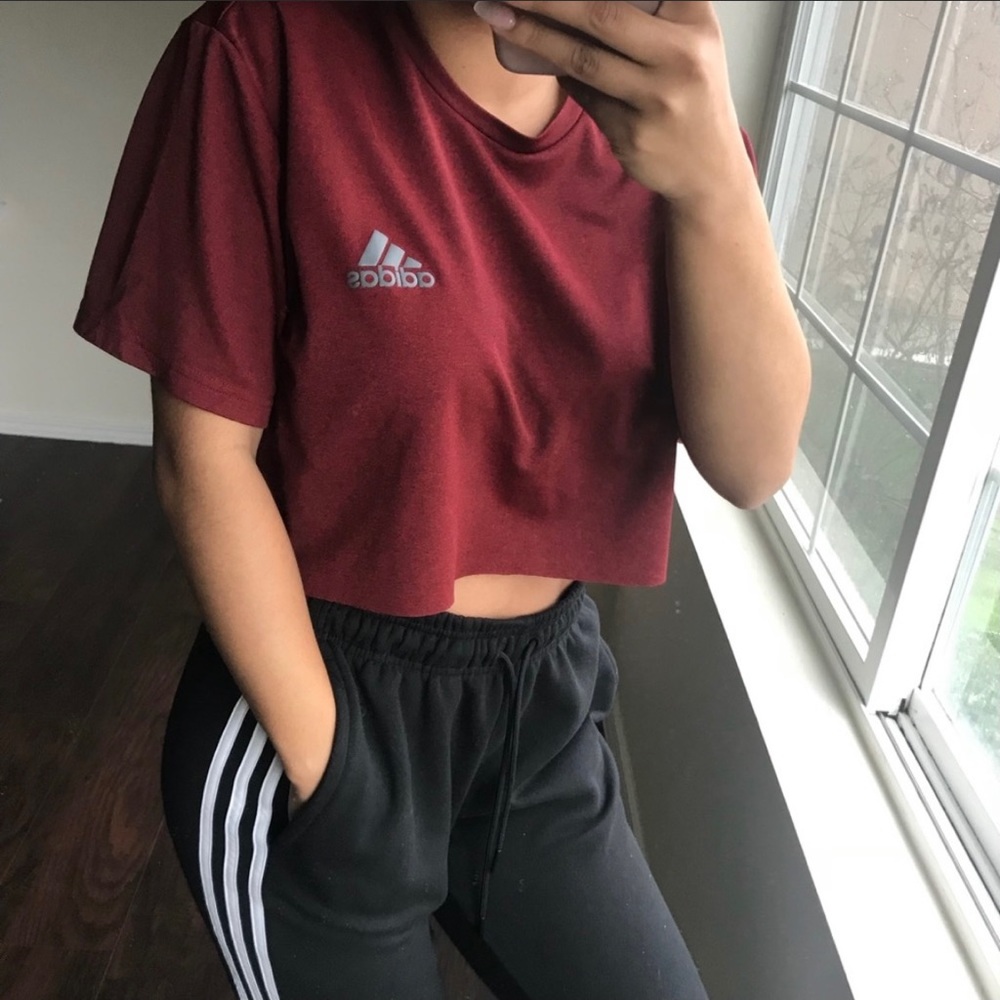 Burgundy climalite crop top NWT